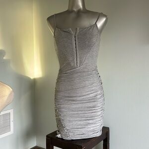 Akira gray stretch cotton rauched dress size medium